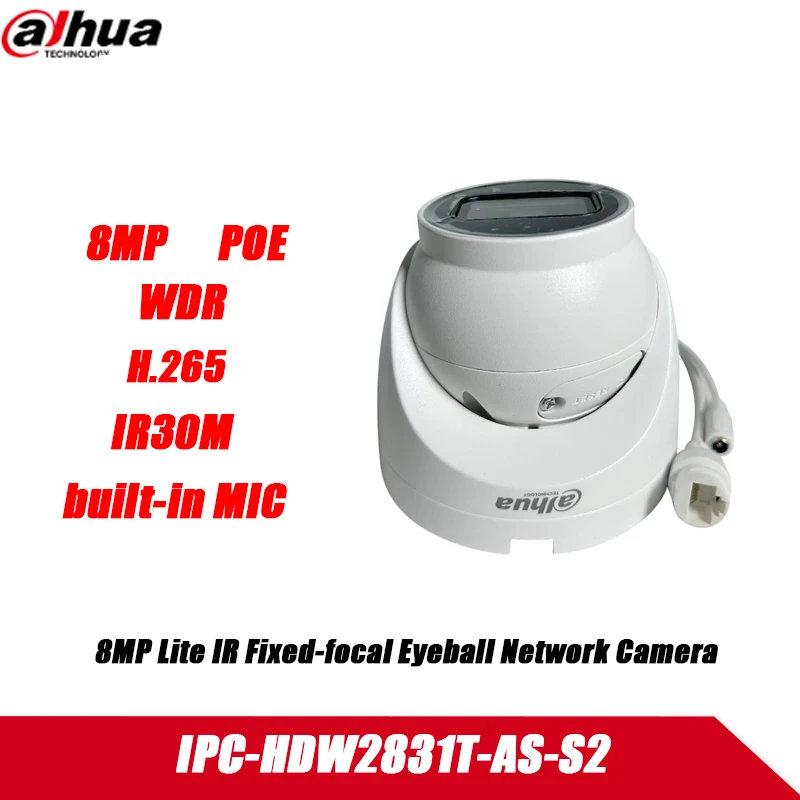 Dahua IPC-HDW2831T-AS-S2 4K 8MP IP-камера POE Со Встроенным Микрофоном IR 30M IVS WDR Водонепроницаемая Наружная Камера Starlight
