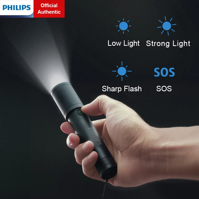 Philips 300-люменный яркий фонарик Мощные светодиодные фонари мощностью 3 Вт с регулируемым плавным затемнением для кемпинга в помещении и на улице