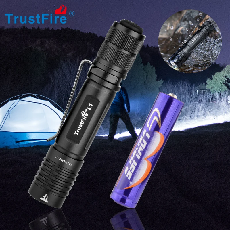 TrustFire L1 Мини светодиодный фонарик AAA 385 Люмен, маленькая вспышка, поддержка AAA/10440 Аккумуляторной батареи, Тактический EDC
