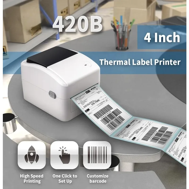 XP-420B Беспроводной Bluetooth 100 мм Принтер этикеток для доставки, Термопринтер штрих-кода 4X6, Картонный принтер наклеек штрих-кода для экспресс-накладной