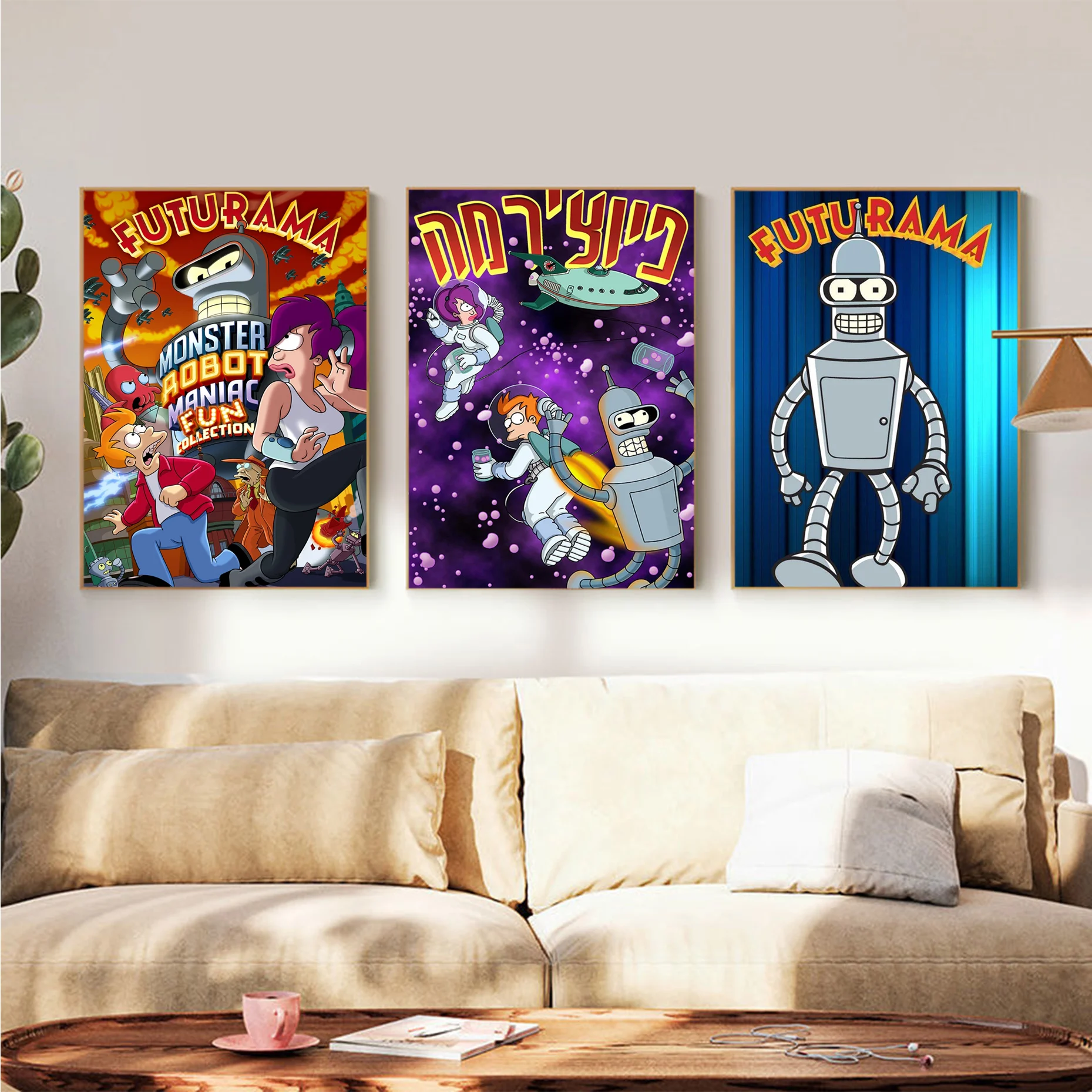 Арт-плакат F-Futurama, Классический плакат аниме, Водонепроницаемая бумажная наклейка, Декор стен кофейни, бара