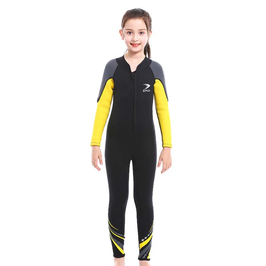 Новый детский водолазный костюм 2,5 мм для девочек, цельный, с длинным рукавом, толстый, теплый, защищающий от солнца поплавок для серфинга
