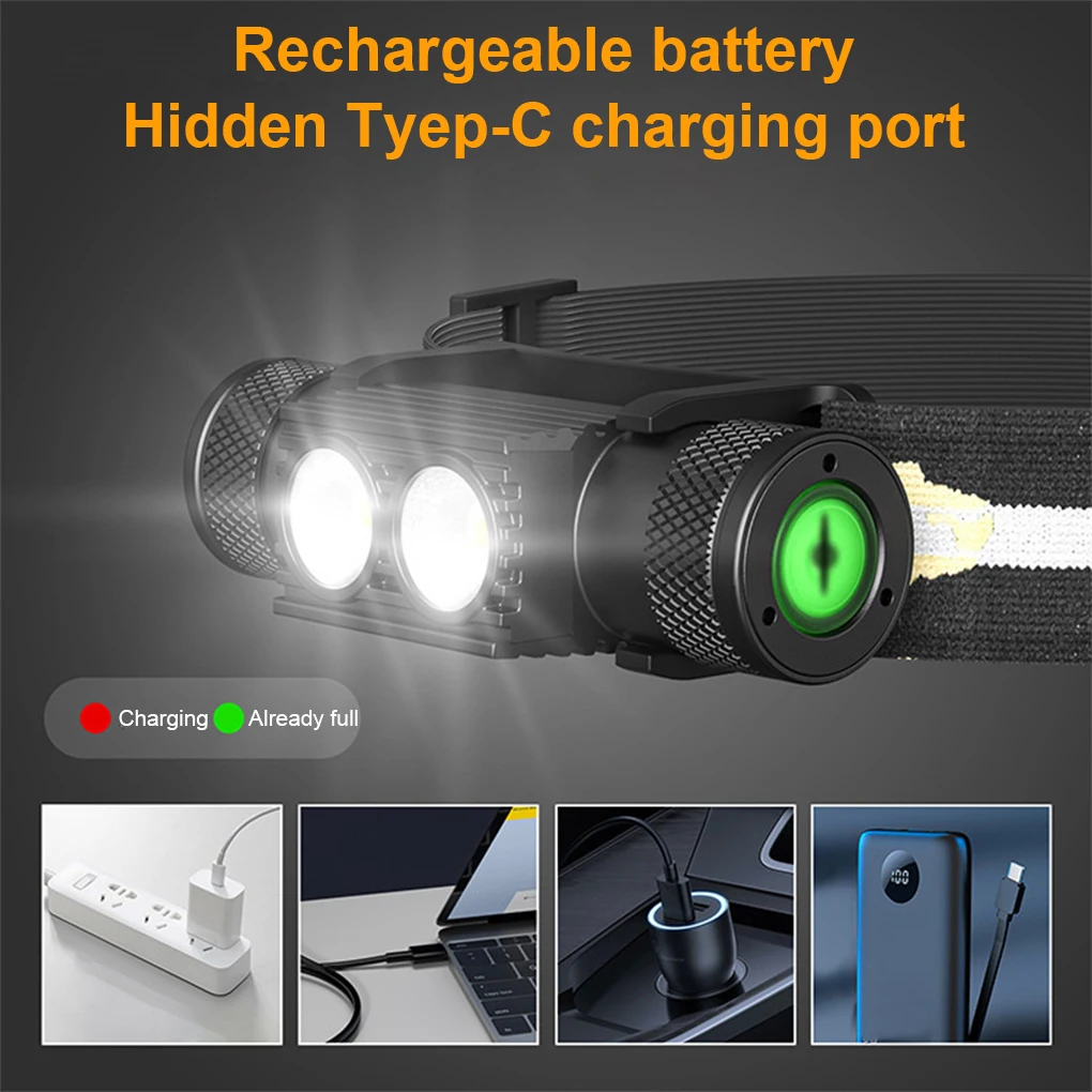 Фара светодиодная Суперяркая Портативная налобная головка, фонарик, Носимый Съемный световой прожектор D10-GCU2, USB-кабель